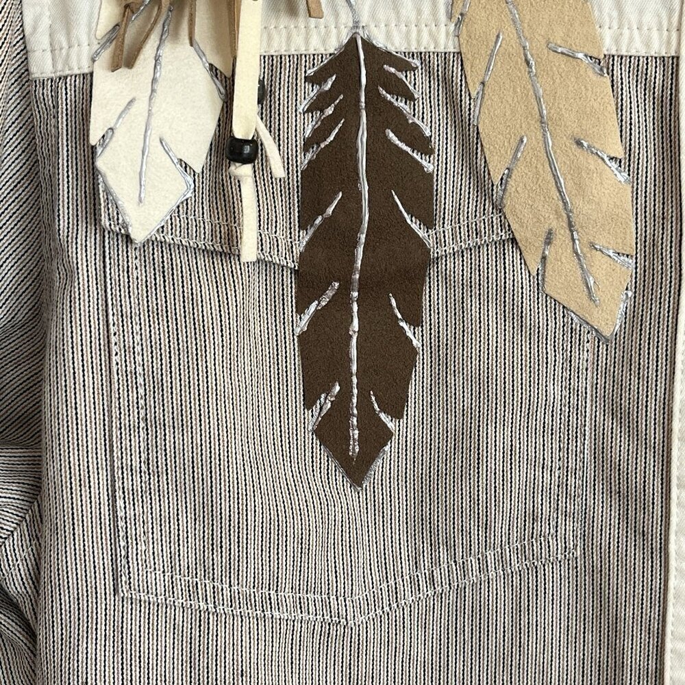 Vtg 80s Womens Wrangler Western Shirt M Native American Concho Feathers Cowgirl - Picture 9 of 15